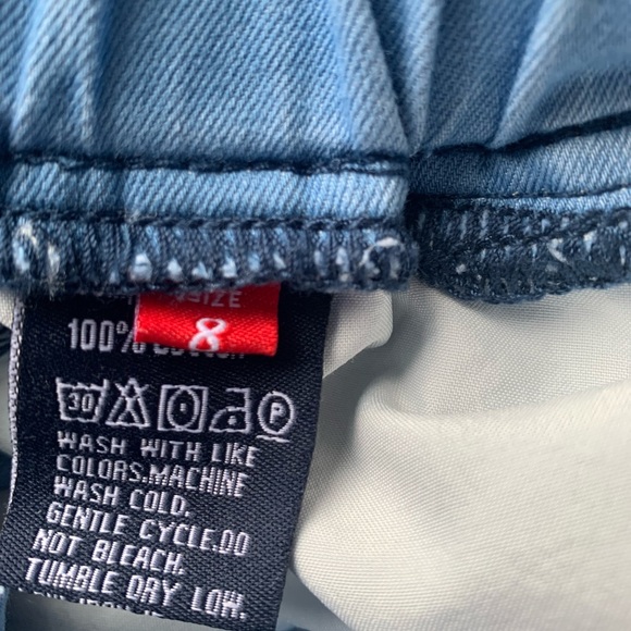 Wide Leg Pants Cotton High Rise Elastic Waist Blue Jeans Color Like EUC SZ US 8 - Picture 4 of 10